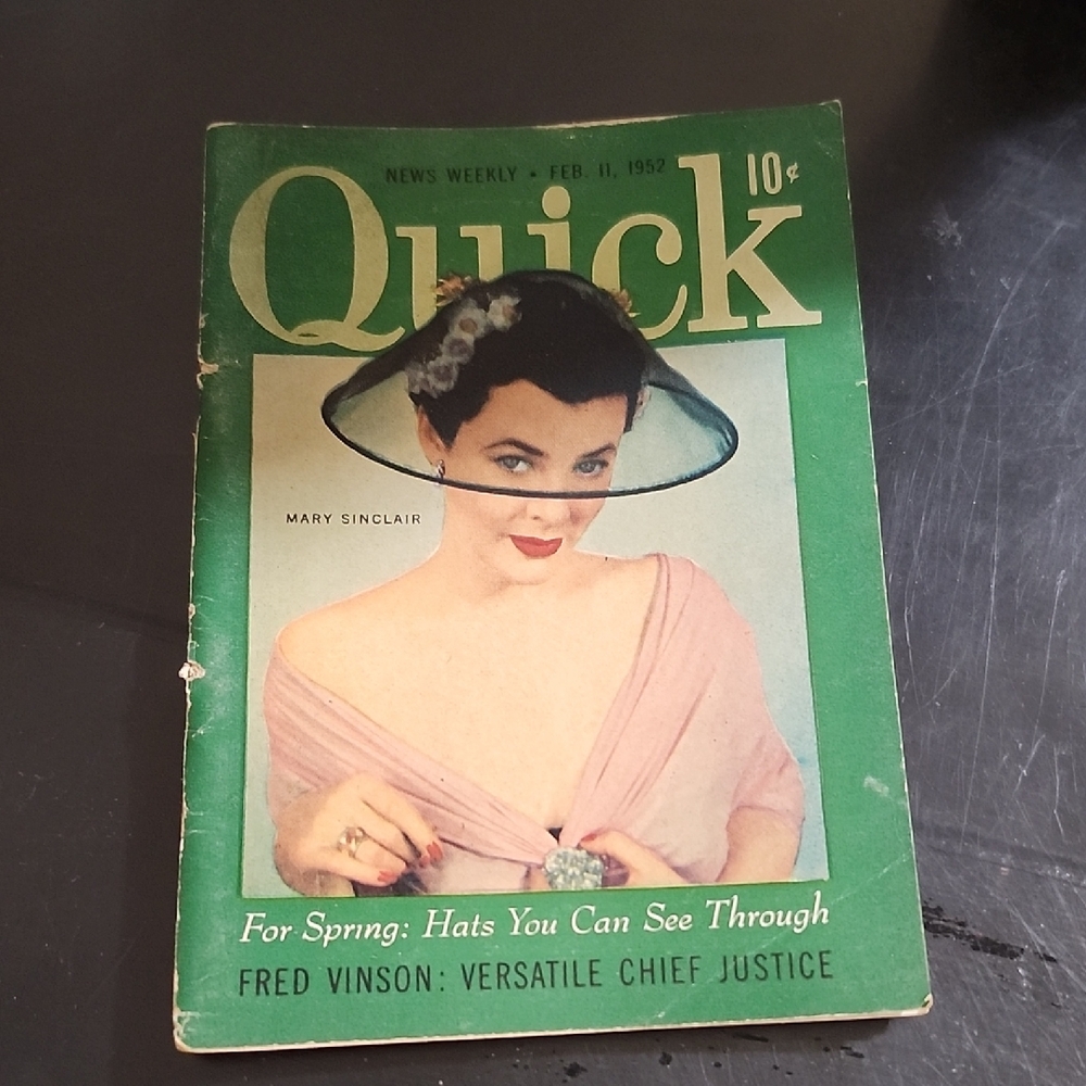 VINTAGE QUICK MAGAZINE with MARY SINCLAIR on the COVER -FEBRUARY 1952